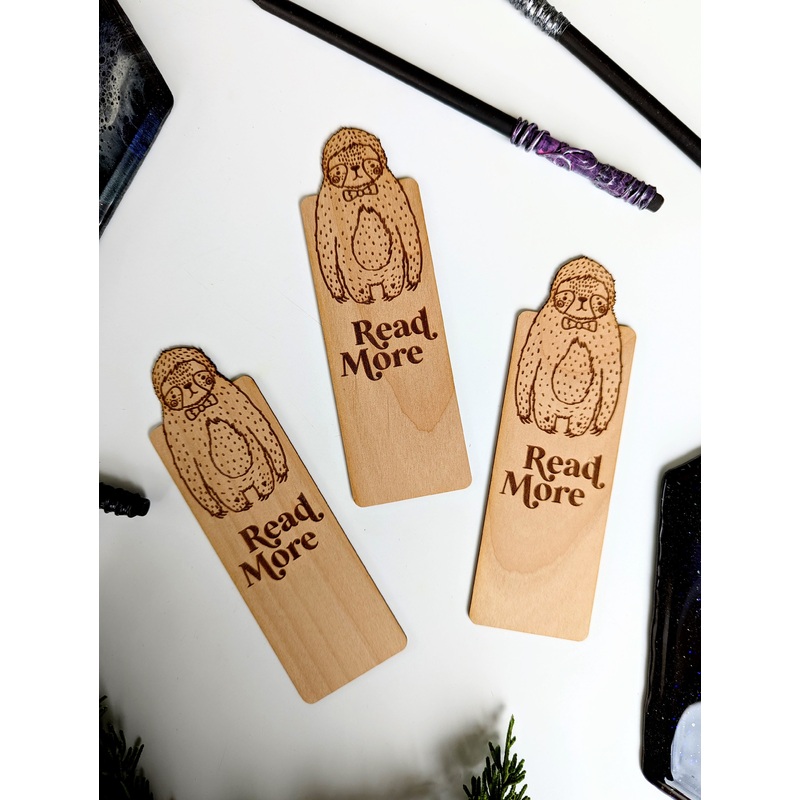 Read More | Sloth | Engraved Wooden Bookmark (T)