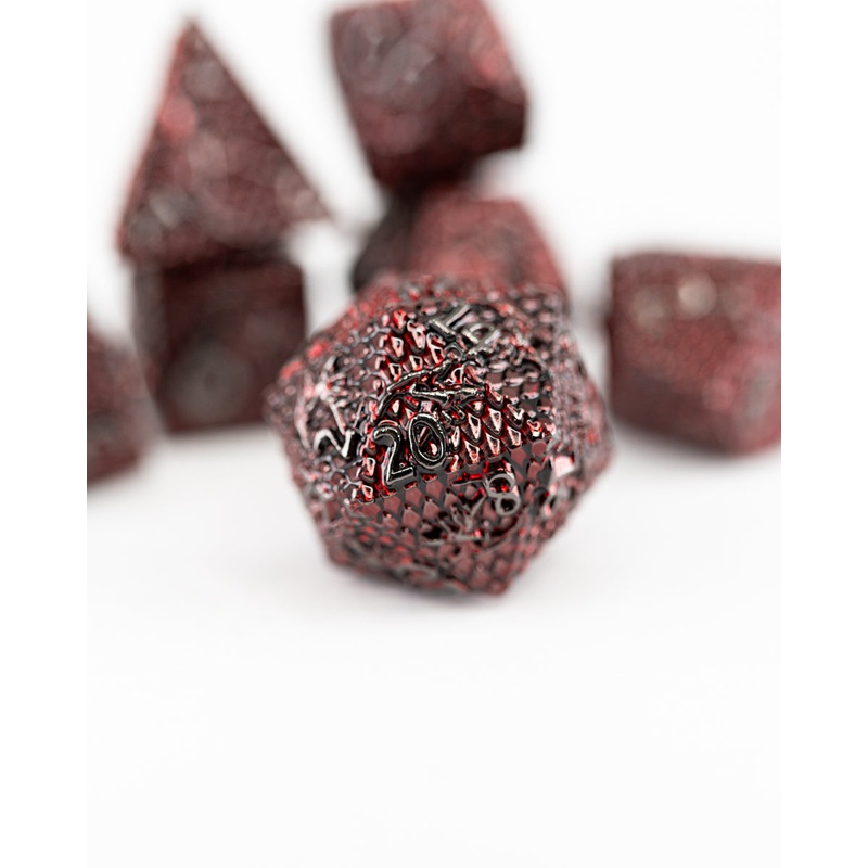 Scourge Rubies | 7 Piece Metal Dice Set