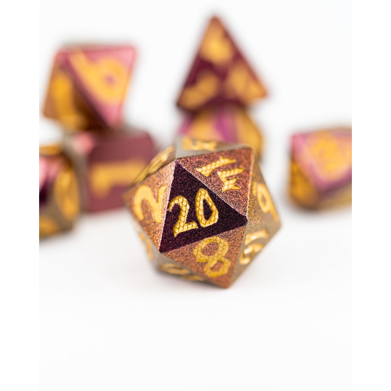 Spice Merchant | Large Font | 7 Piece Metal Dice Set