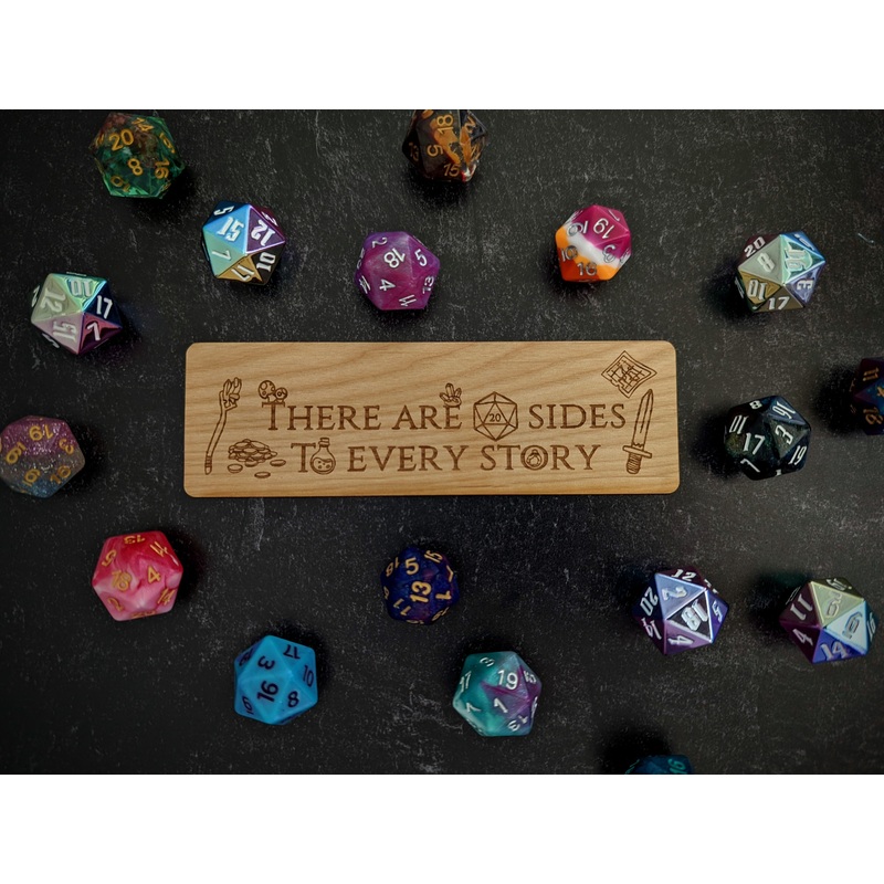 There Are 20 Sides To Every Story | Engraved Wooden Bookmark