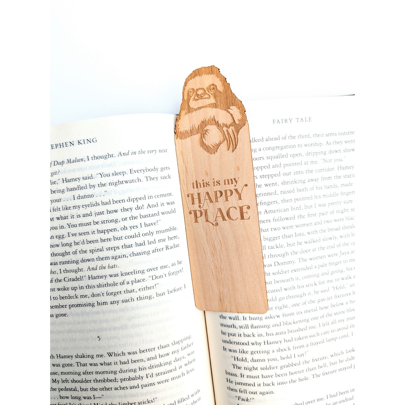 This Is My Happy Place | Sloth | Engraved Wooden Bookmark (T)
