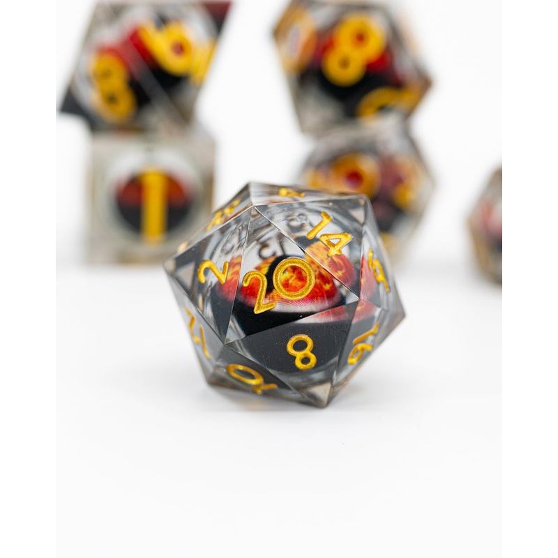 Azathoth | Floating Eye Inclusion | 7 Piece Sharp Edge Resin Dice Set