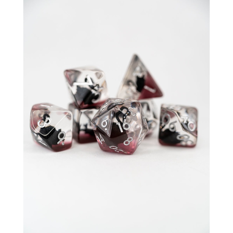 Black Swan | Black Swan | 7 Piece Acrylic Inclusion Dice Set