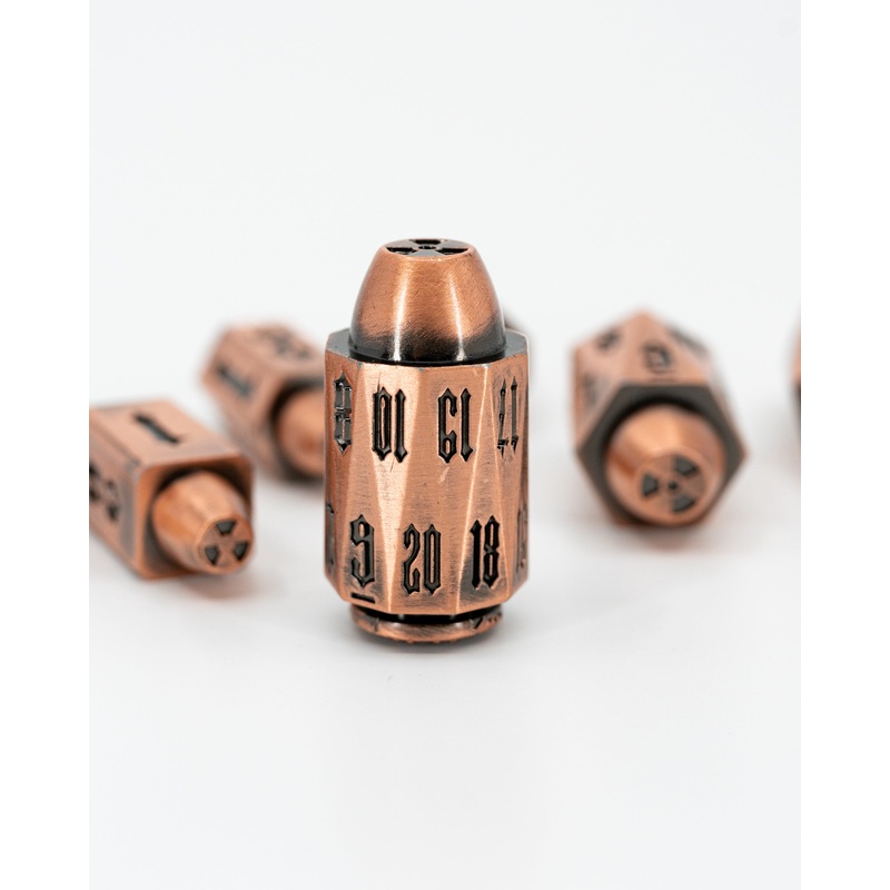Bravo | Copper Bullets | 7 Piece Metal Dice Set