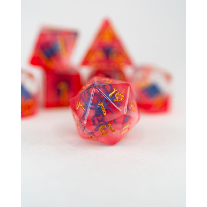 Cephalopoppy | Octopus | 7 Piece Acrylic Inclusion Dice Set