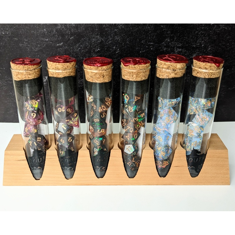 Dice Display Stand | Sharp Edge Dice Vials | Single Row