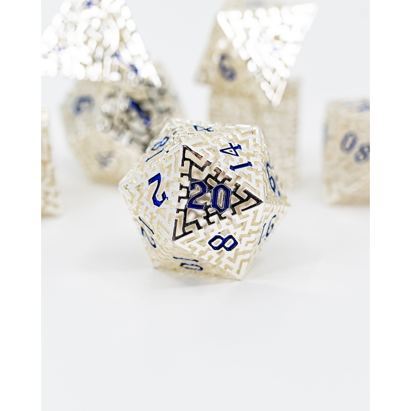Escher | Hollow Maze | 7 Piece Metal Dice Set