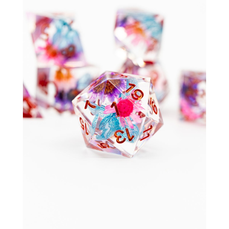 Konohana Spring | 7 Piece Sharp Edge Resin Dice Set