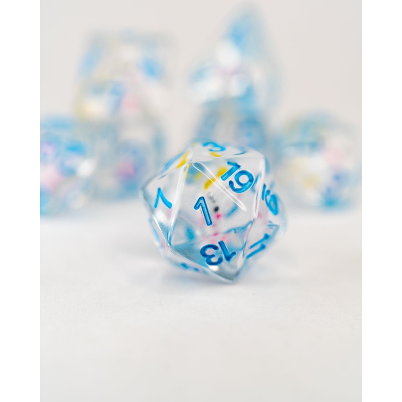 Mr Toots | Unicorn | 7 Piece Acrylic Inclusion Dice Set