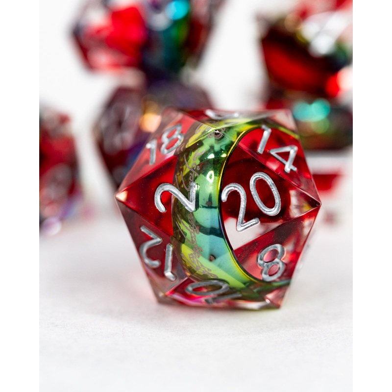 Nine for Mortal Men | Ring Inclusion | 7 Piece Sharp Edge Resin Dice Set