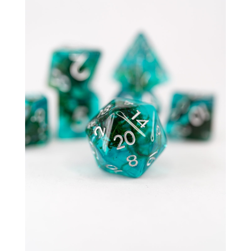 Seasnare | Seaweed | 7 Piece Acrylic Inclusion Dice Set