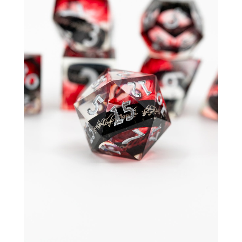 Seven for Dwarf Lords | Ring Inclusion | 7 Piece Sharp Edge Resin Dice Set