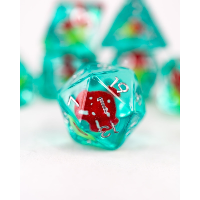 Shroom and Gloom | Toadstool | 7 Piece Acrylic Inclusion Dice Set