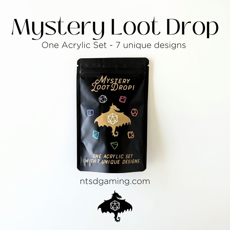 UNIQUE ACRYLIC | Each Dice With A Unique Design | Mystery Loot Drop | CASE OF 12 | Pre-hung on display strips