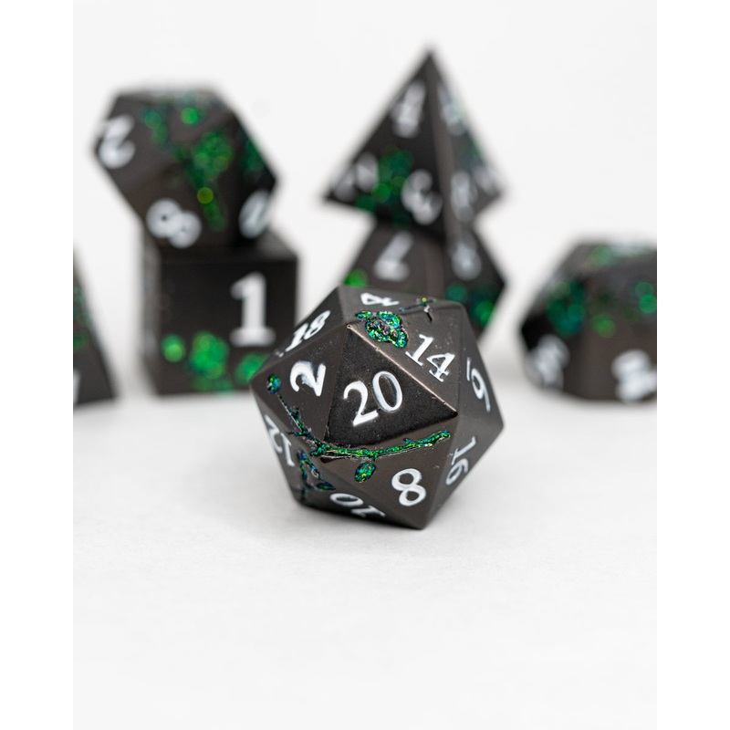 Vine Whip | Etched Flowers | 7 Piece Metal Dice Set