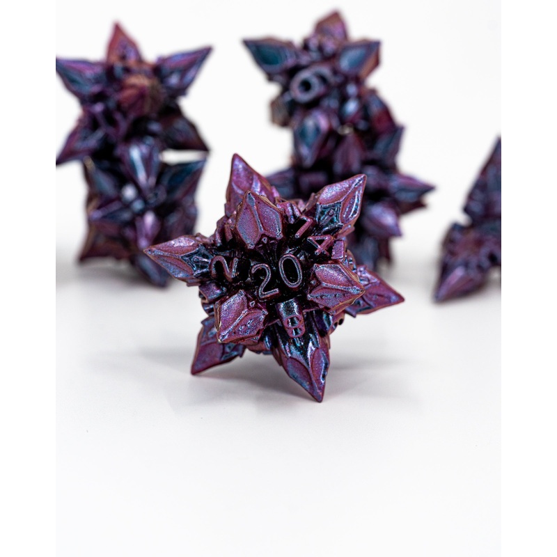 Amethyst Flame | 7 Piece Metal Dice Set