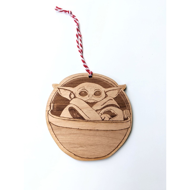 Baby Yoda | Wooden Ornament | Set of 2