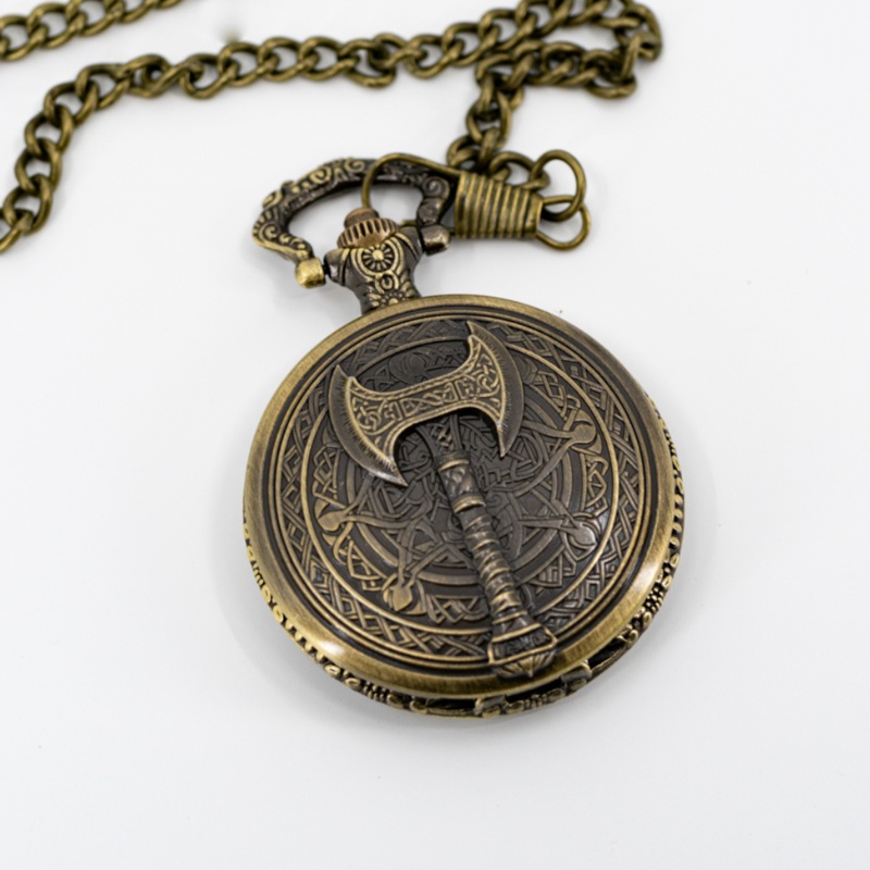 Bloodaxe | Brass Pocket Watch with 7 Piece Micro Mini Metal Dice Set