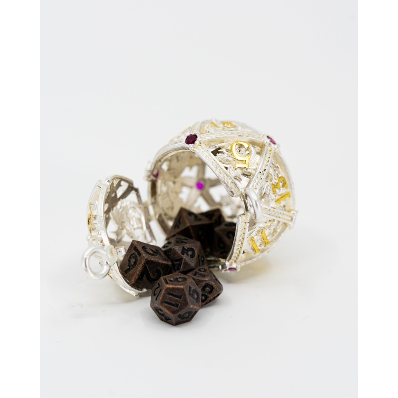 D20 Hollow Sphere Pendant with Micro Metal Dice