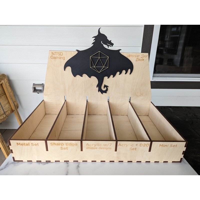 Dice Display Stand | Mystery Loot Drop Case | Large 5 Row Display