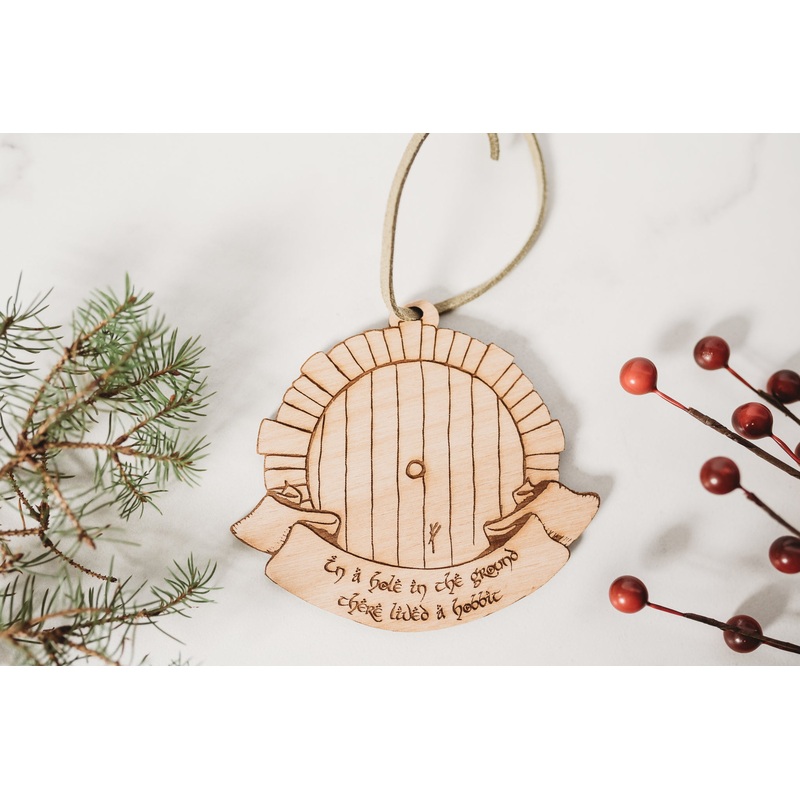 In A Hole In The Ground... | Wooden Ornament | Set of 2