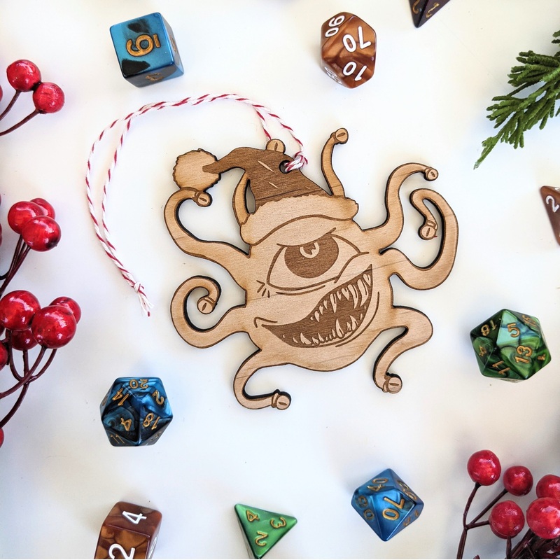 Jolly Beholder | Wooden Ornament | Set of 2