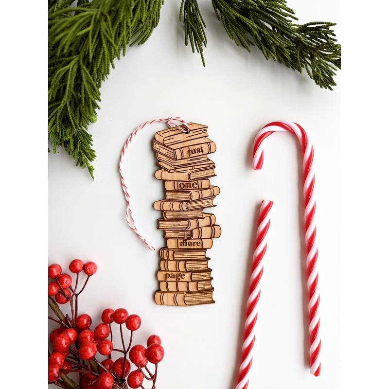 Just One More Page | Wooden Ornament | Set of 2