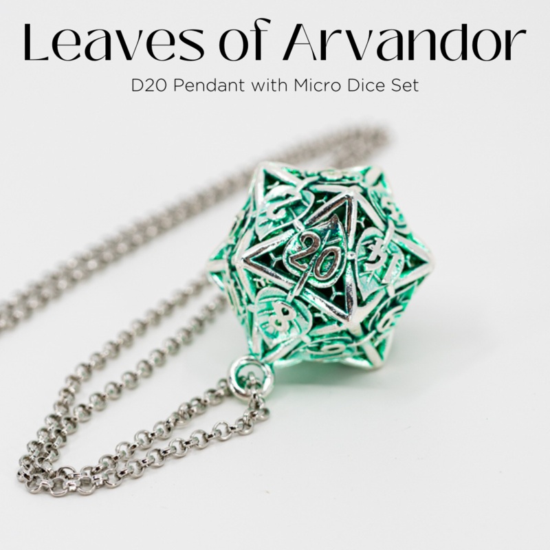 Leaves of Arvandor | D20 Leaf Pendant with Micro Metal Set