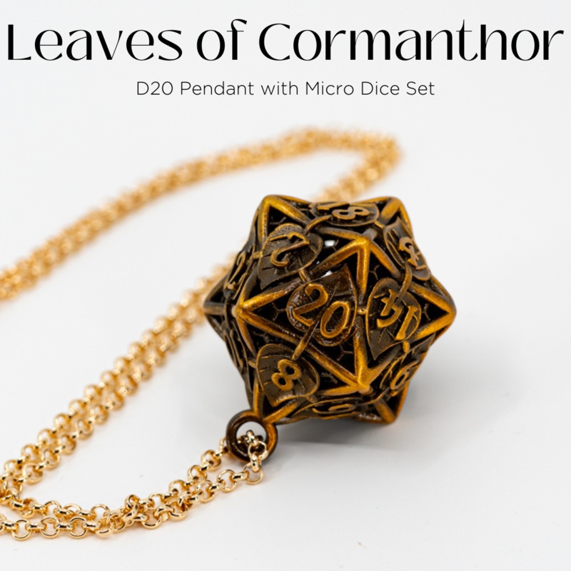 Leaves of Cormanthor | D20 Leaf Pendant with Micro Metal Set