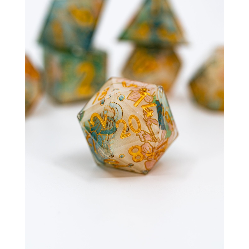 Nishijin | Double Cast | 7 Piece Sharp Edge Dice Set