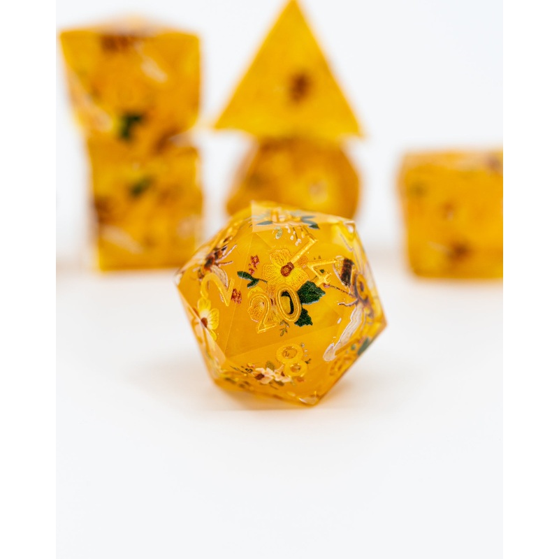 PollenHedral | Double Cast | 7 Piece Sharp Edge Dice Set