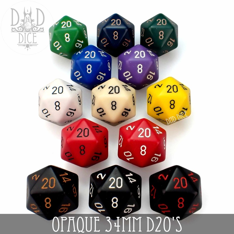 Opaque 34mm D20's (13 Colors)