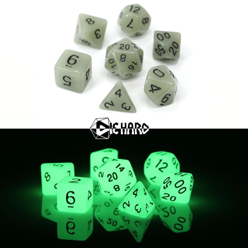 7pc RPG Set - Glow-in-the-Dark White