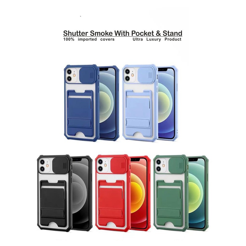 Shutter Smoke Pocket With Stand Case For Samsung M12