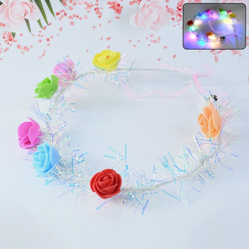 LED Flower Crown Headband  Multicolor Light-Up (1 Pc), Hair accessories