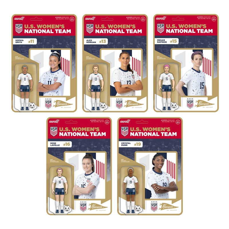 USWNT Soccer ReAction Figures Wave 2 - 2023 World Cup Home Kit Set of 5