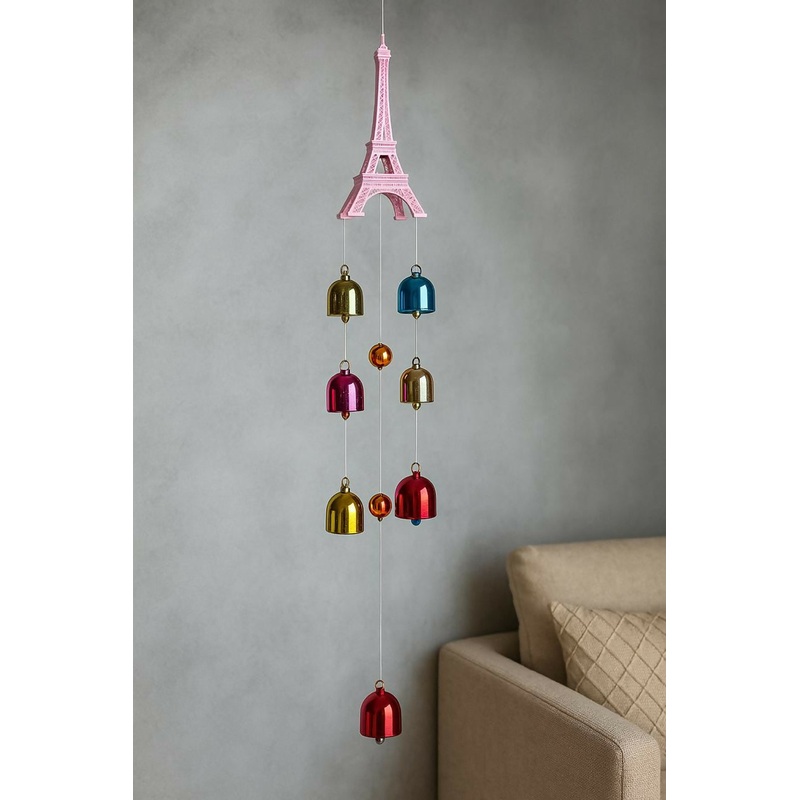 Eiffel Tower Wind Chime with Colorful Metallic Bells