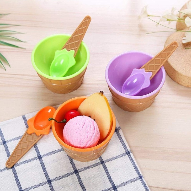 Ice Cream Waffle Bowl Set with Spoon  2 Units