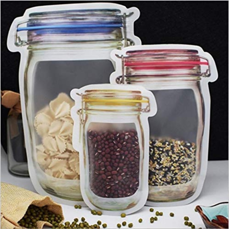 Plastics Transparent Jar Shaped Stand-up Pouch With Zipper