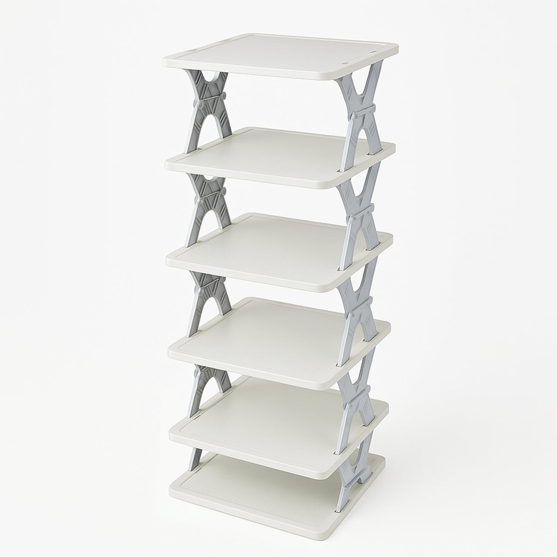 Smart 6-Layer Shoe Rack  Foldable, Collapsible & Heavy-Duty Plastic Stand for Home Entryway Storage Organizer (Mix Color)