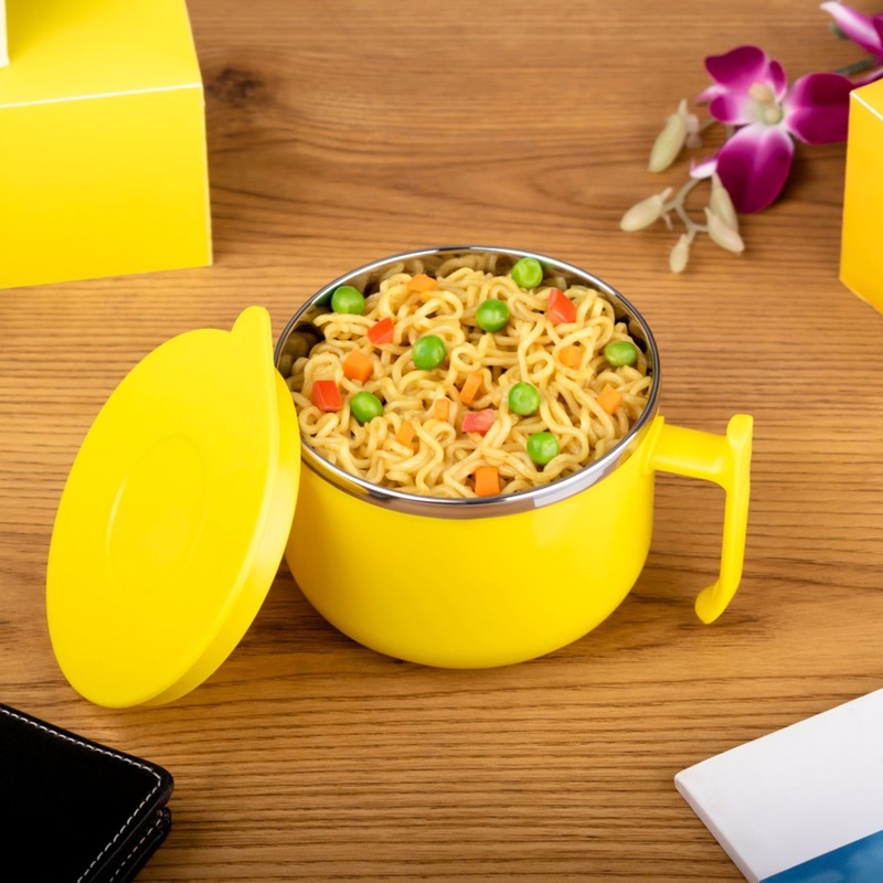 Safe Double-Layer Maggie Bowl with Lid & Handle  Versatile Bowl for Cereals, Fruits, Ramen & More