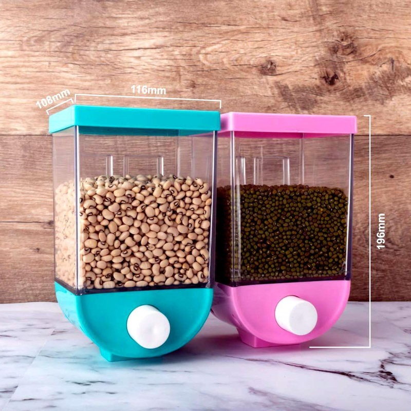 Wall Mounted Cornflakes / Cereal / Pulses / Beans / Oatmeal / Namkeen / Dry Food Storage Box / Tank - 1100 ml (assorted color)