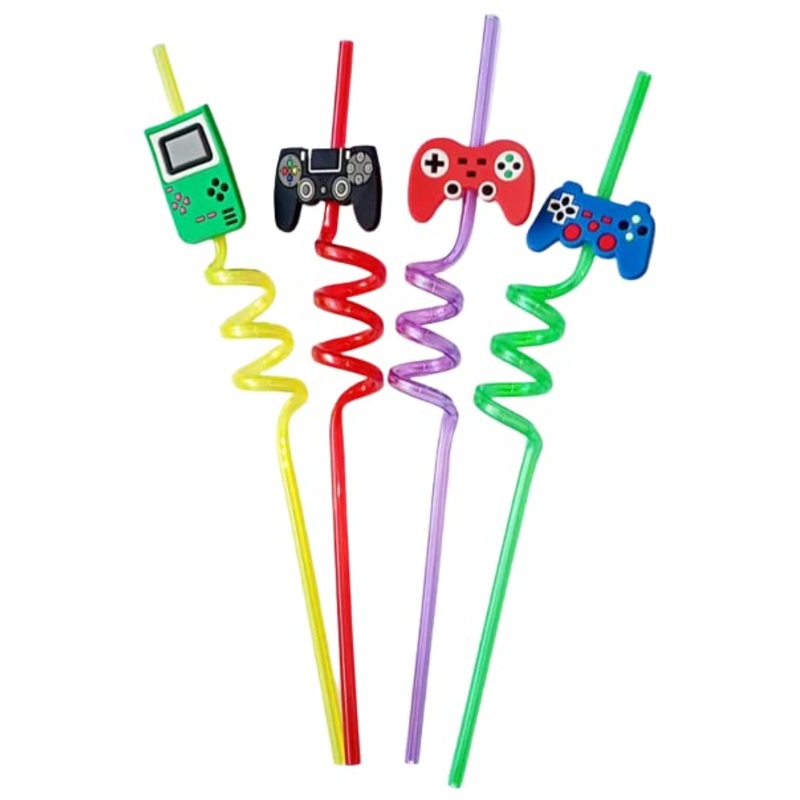 Plastic Straws Reusable Drinking Straws (4 pc Set / Mix design)