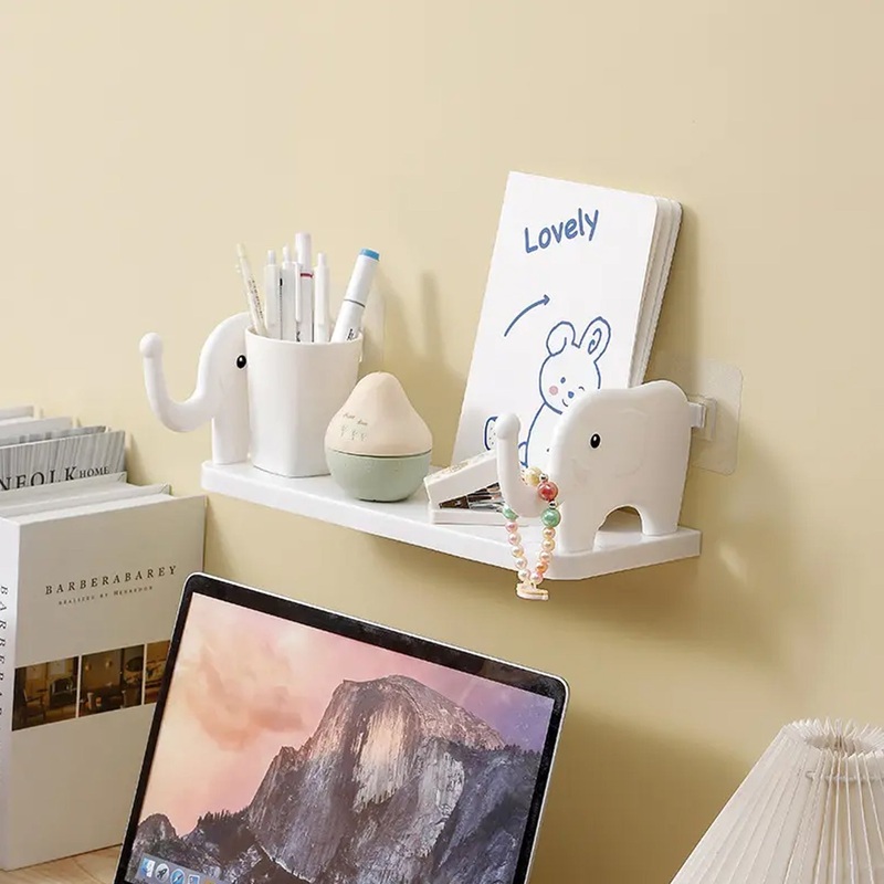 Multifunctional Elephant-Shaped Wall Shelf  No-Punch Mini Organizer for Kitchen, Bathroom & Bedroom