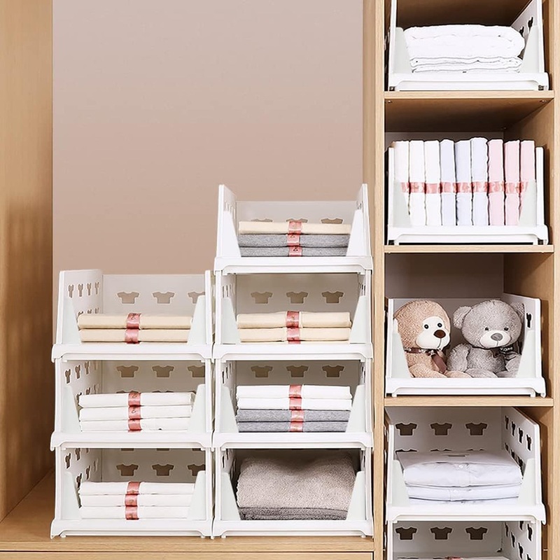 4-Layer Stackable Foldable Storage Organizer Cart for Kitchen, Closet, Bedroom & Bathroom