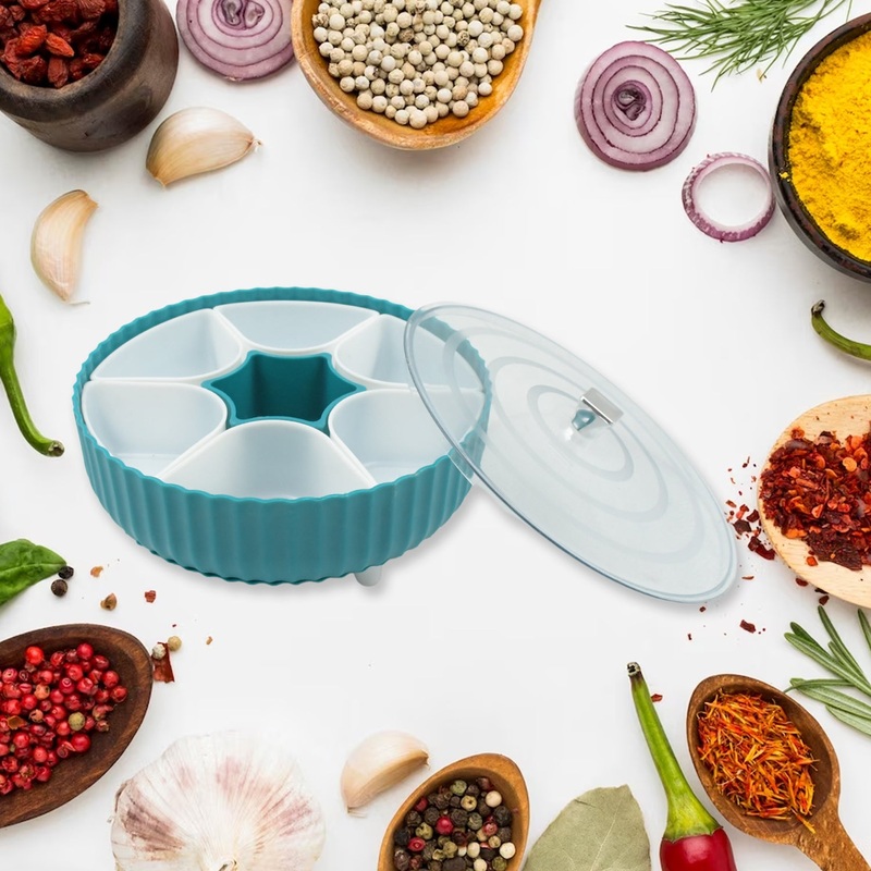 Dry Fruit & Snack Organizer: 360 Revolving Box (7 Compartments, Airtight)