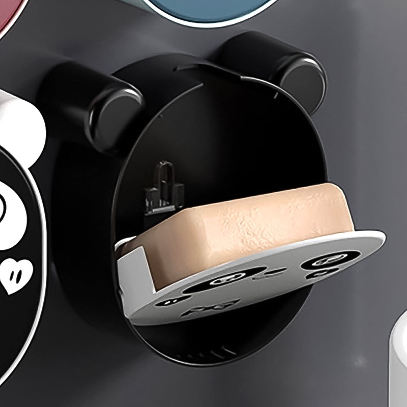 Plastic Cute Panda Soap Box  Wall Mounted Flip-Top Drain Soap Case (1 Pc)