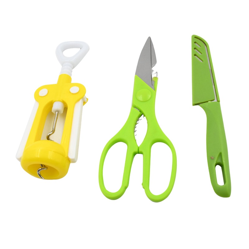 Multifunction Kitchen Tool Set  Stainless Steel & Plastic Knife and Scissors