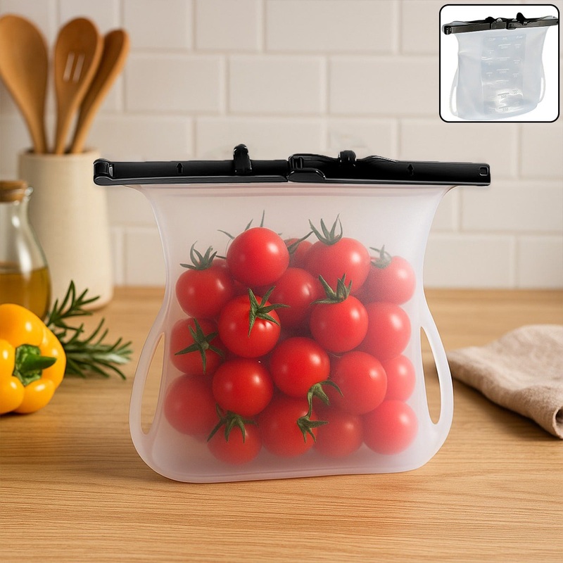 Reusable Silicone Food Storage Bag  Leakproof, Flat Bottom, Freezer & Microwave Safe, BPA-Free Snack & Sandwich Bag (1 Pc)