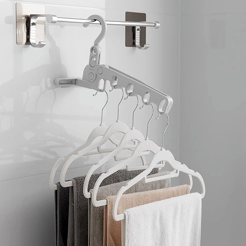 5-Hole Foldable Clothes Hanger  Robust, Space-Saving Travel Rack